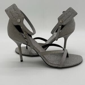 OFF-WHITE Virgil Abloh Glitter Zip Tie Silver Heeled Sandal NWB EU 39 US 9 $1195